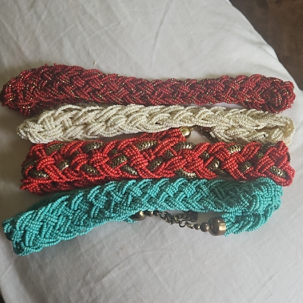 4 Colorful Beaded Necklaces.